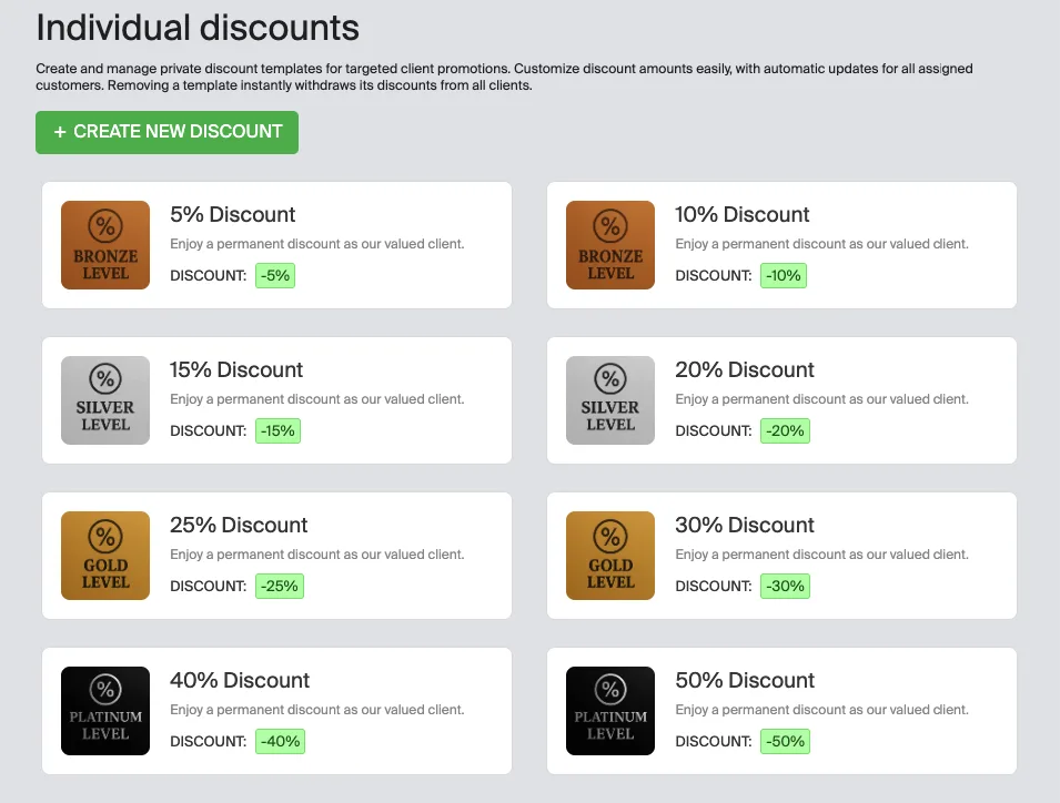 Barbershop individual discounts